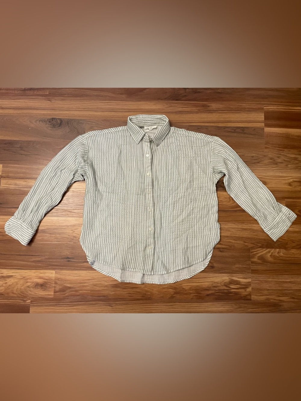 Lou and Grey 100% Cotton Muslin Striped Button Down | women's small petite